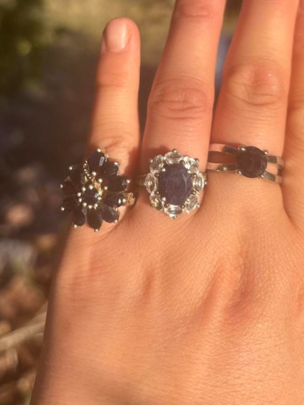 .925 Sterling Silver Sapphire Ring Lot - Deep Blue